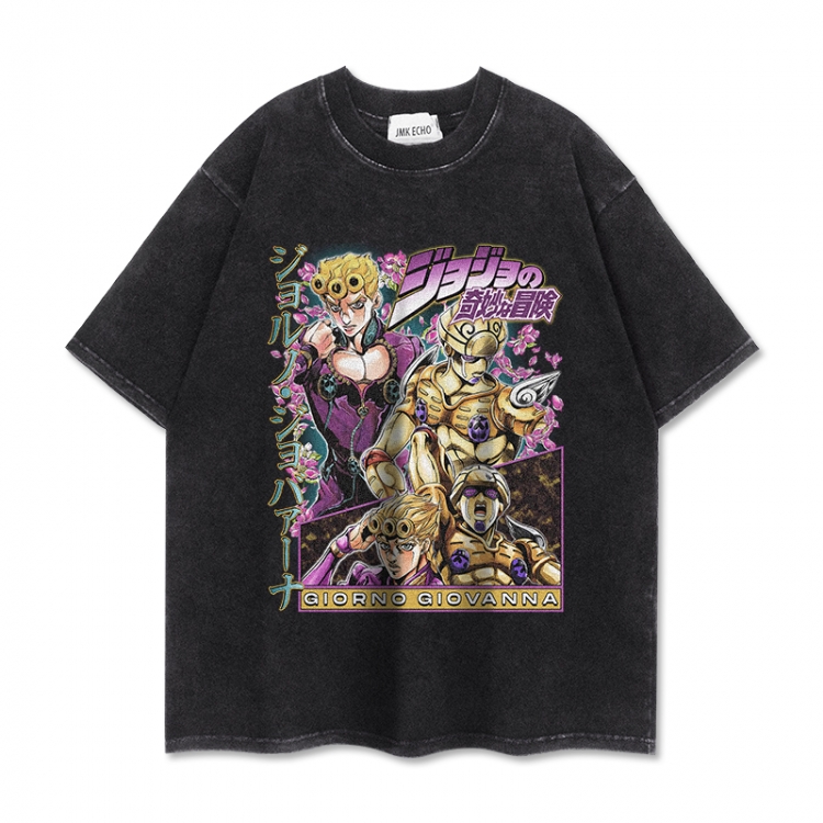 JoJos Bizarre Adventure Anime peripheral washed short sleeved T-shirt 280g from S to 4XL