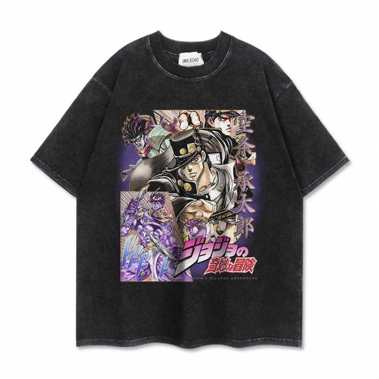 JoJos Bizarre Adventure Anime peripheral washed short sleeved T-shirt 280g from S to 4XL