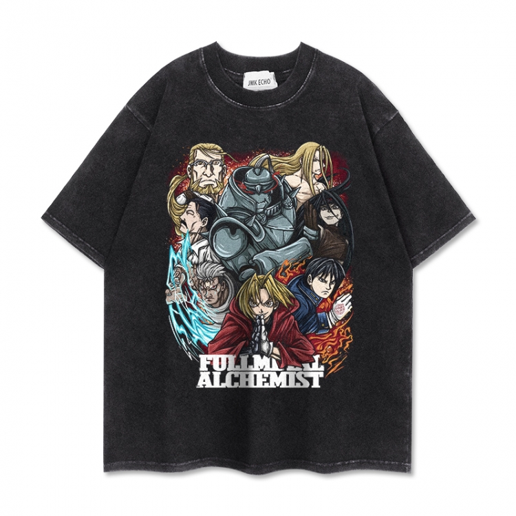 Fullmetal Alchemist Anime peripheral washed short sleeved T-shirt 280g from S to 4XL