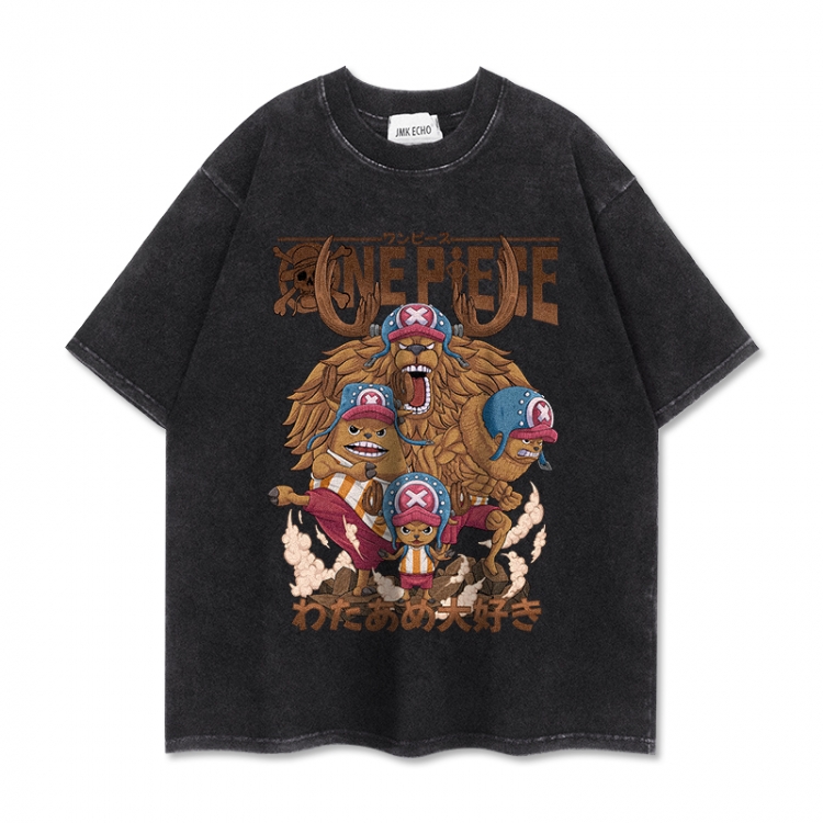 One Piece Anime peripheral washed short sleeved T-shirt 280g from S to 4XL