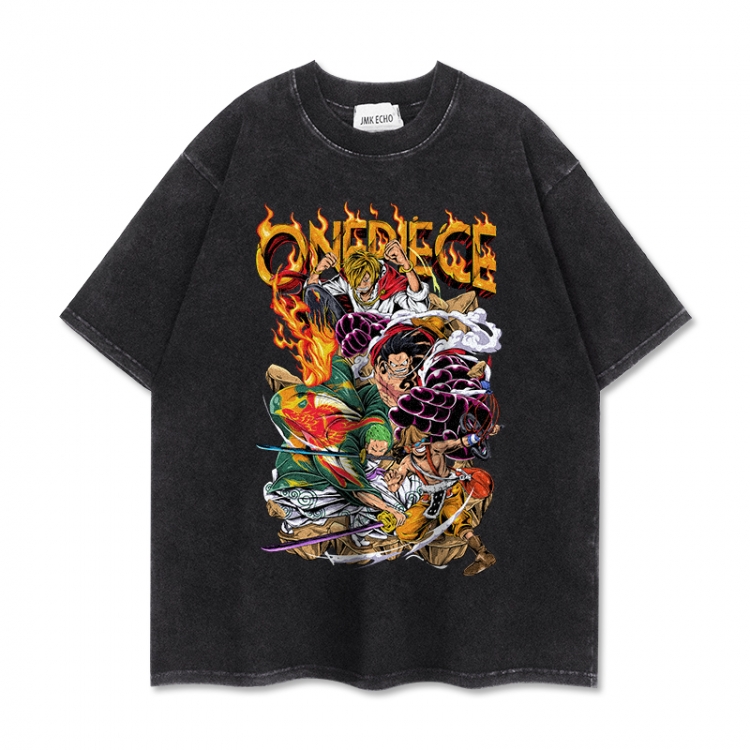 One Piece Anime peripheral washed short sleeved T-shirt 280g from S to 4XL