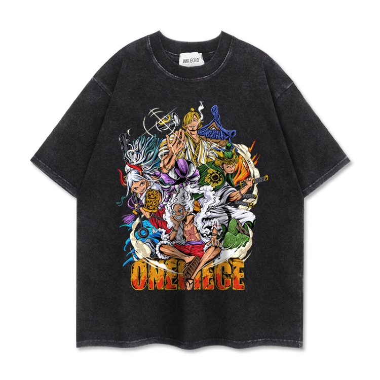 One Piece Anime peripheral washed short sleeved T-shirt 280g from S to 4XL