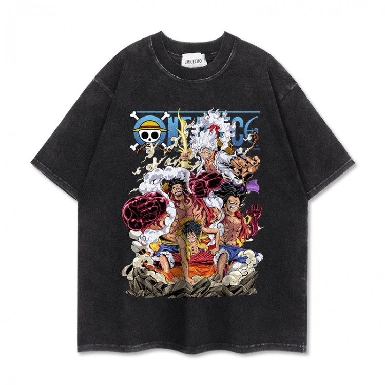 One Piece Anime peripheral washed short sleeved T-shirt 280g from S to 4XL