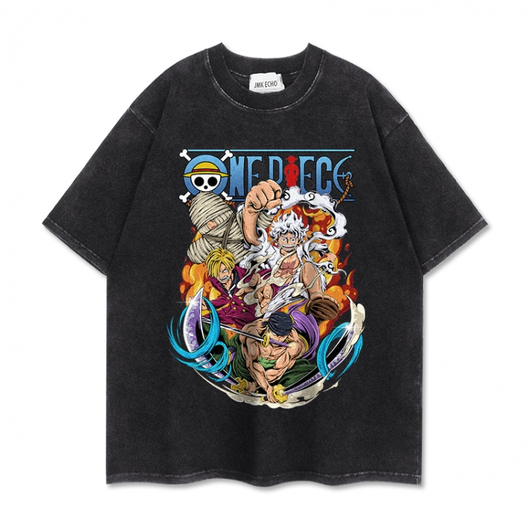 One Piece Anime peripheral washed short sleeved T-shirt 280g from S to 4XL