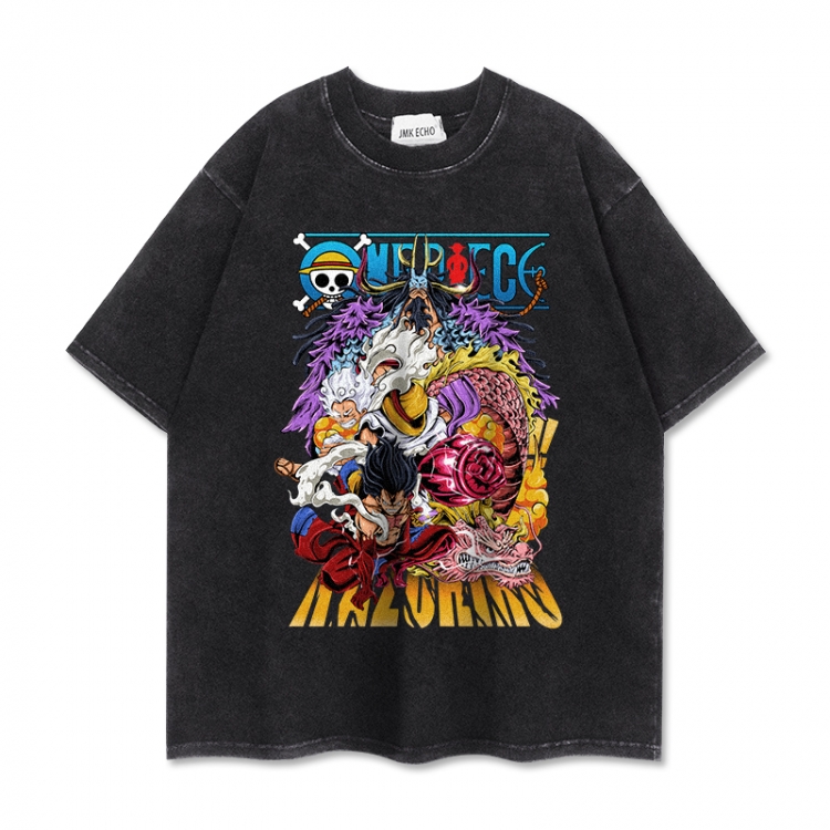 One Piece Anime peripheral washed short sleeved T-shirt 280g from S to 4XL