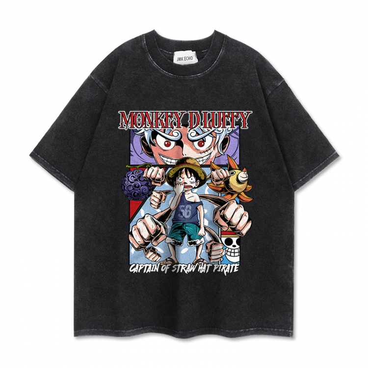 One Piece Anime peripheral washed short sleeved T-shirt 280g from S to 4XL