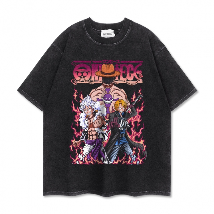 One Piece Anime peripheral washed short sleeved T-shirt 280g from S to 4XL