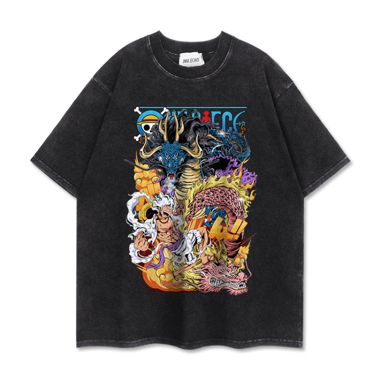 One Piece Anime peripheral washed short sleeved T-shirt 280g from S to 4XL