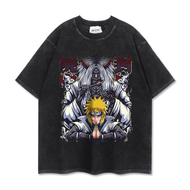 Naruto Anime peripheral washed short sleeved T-shirt 280g from S to 4XL