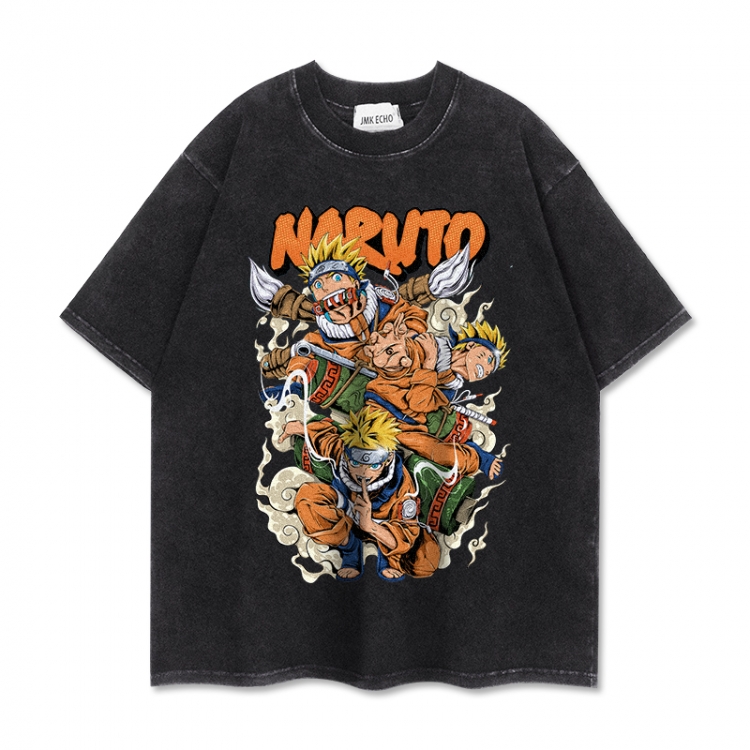 Naruto Anime peripheral washed short sleeved T-shirt 280g from S to 4XL