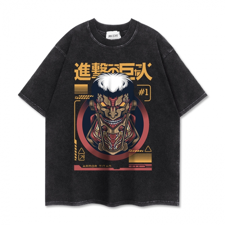 Shingeki no Kyojin Anime peripheral washed short sleeved T-shirt 280g from S to 4XL