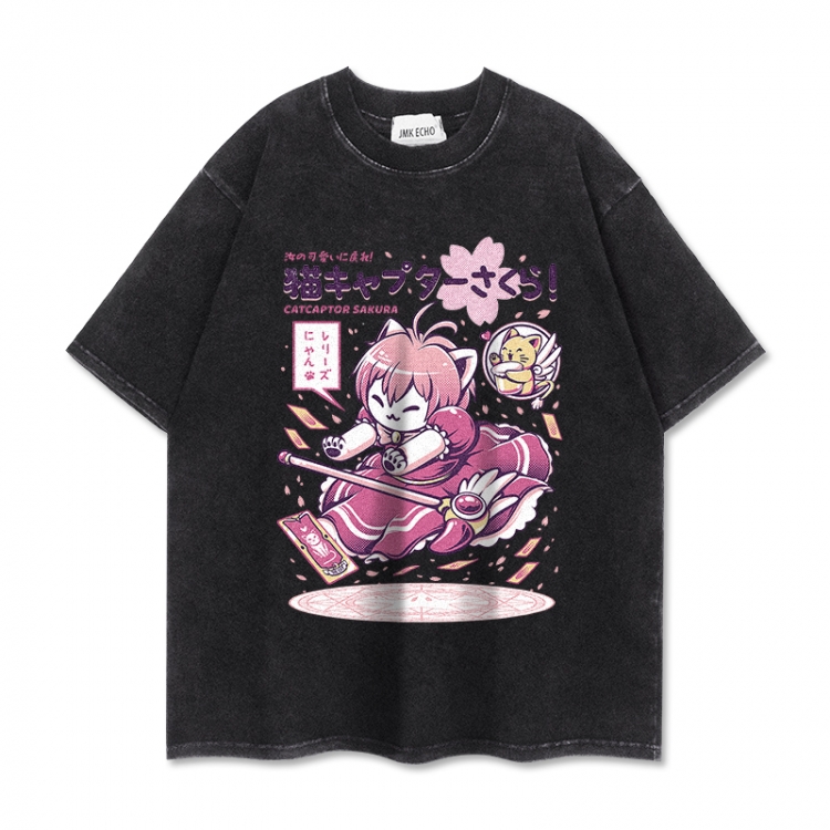 sailormoon Anime peripheral washed short sleeved T-shirt 280g from S to 4XL