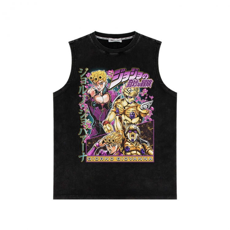 JoJos Bizarre Adventure Anime peripheral washed vest direct spray process 290g from S to 2XL