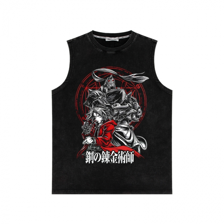 Fullmetal Alchemist Anime peripheral washed vest direct spray process 290g from S to 2XL