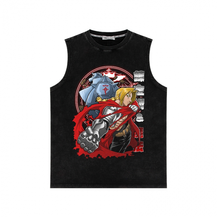 Fullmetal Alchemist Anime peripheral washed vest direct spray process 290g from S to 2XL