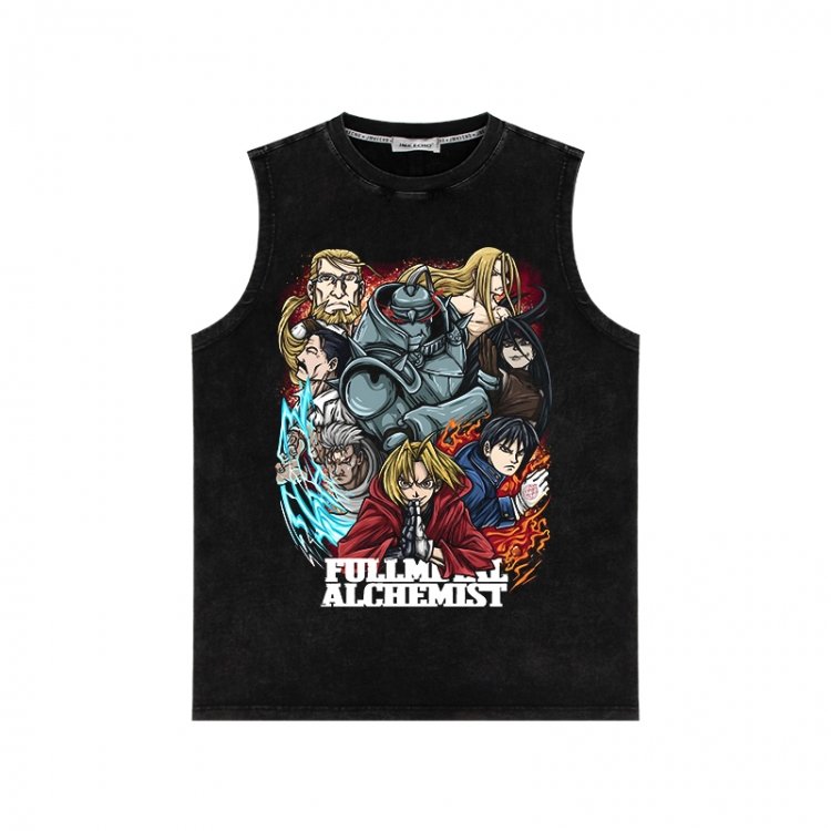 Fullmetal Alchemist Anime peripheral washed vest direct spray process 290g from S to 2XL