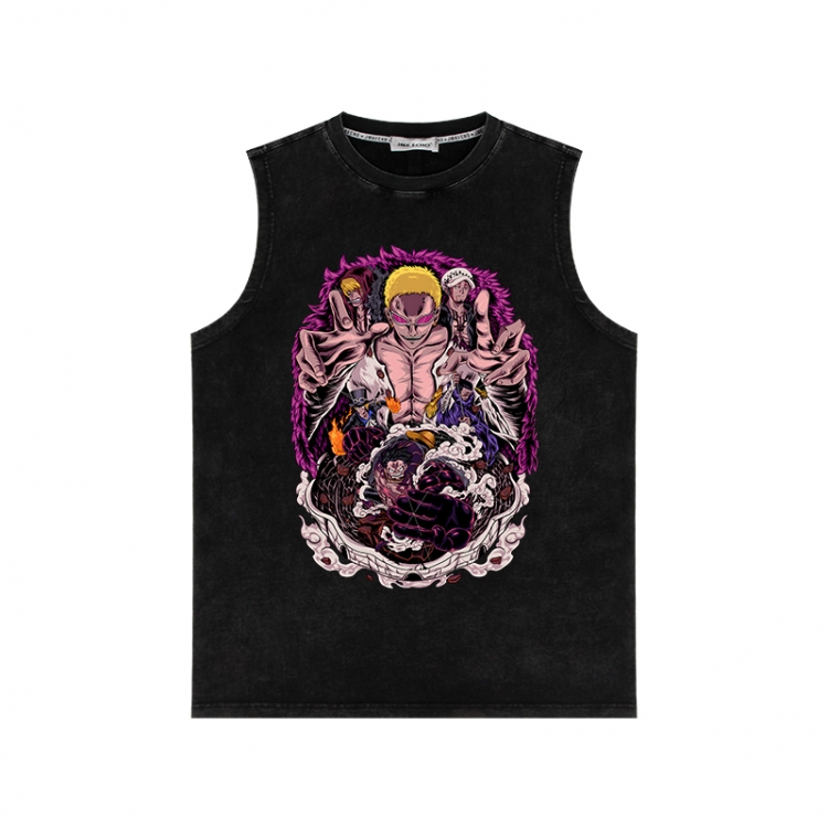 One Piece Anime peripheral washed vest direct spray process 290g from S to 2XL