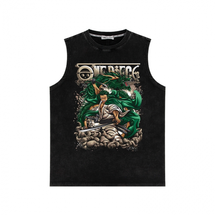 One Piece Anime peripheral washed vest direct spray process 290g from S to 2XL