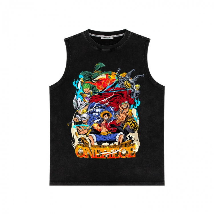 One Piece Anime peripheral washed vest direct spray process 290g from S to 2XL