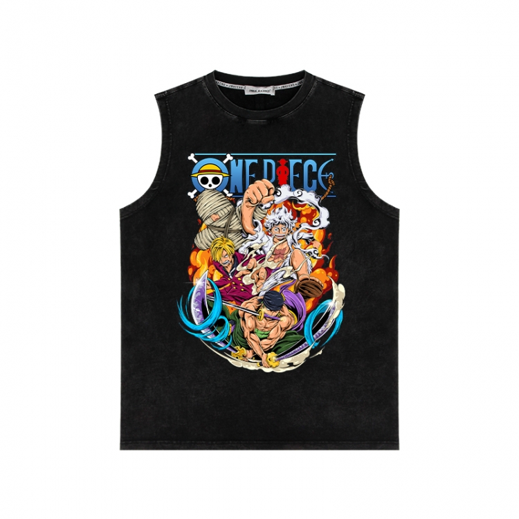 One Piece Anime peripheral washed vest direct spray process 290g from S to 2XL