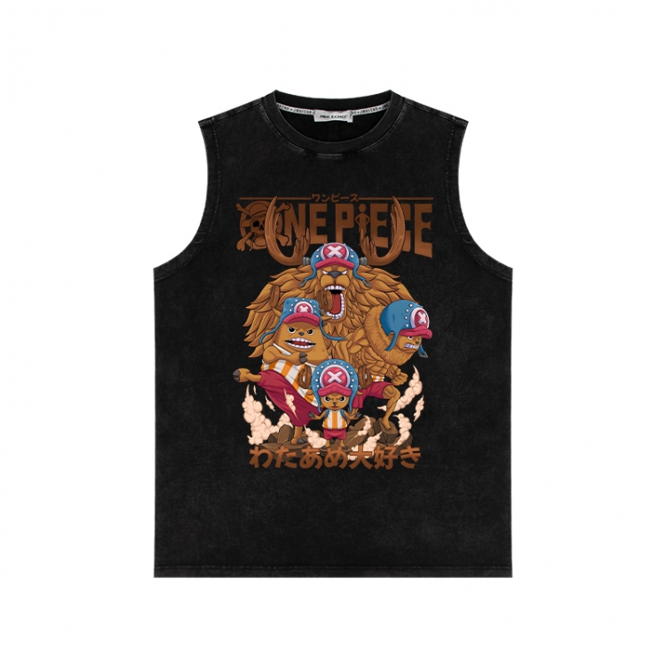 One Piece Anime peripheral washed vest direct spray process 290g from S to 2XL