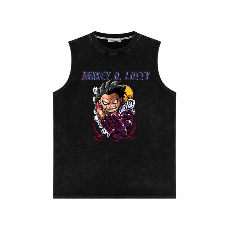 One Piece Anime peripheral washed vest direct spray process 290g from S to 2XL