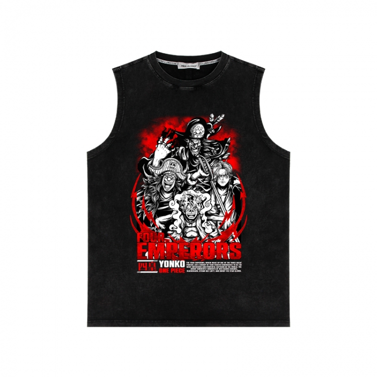 One Piece Anime peripheral washed vest direct spray process 290g from S to 2XL