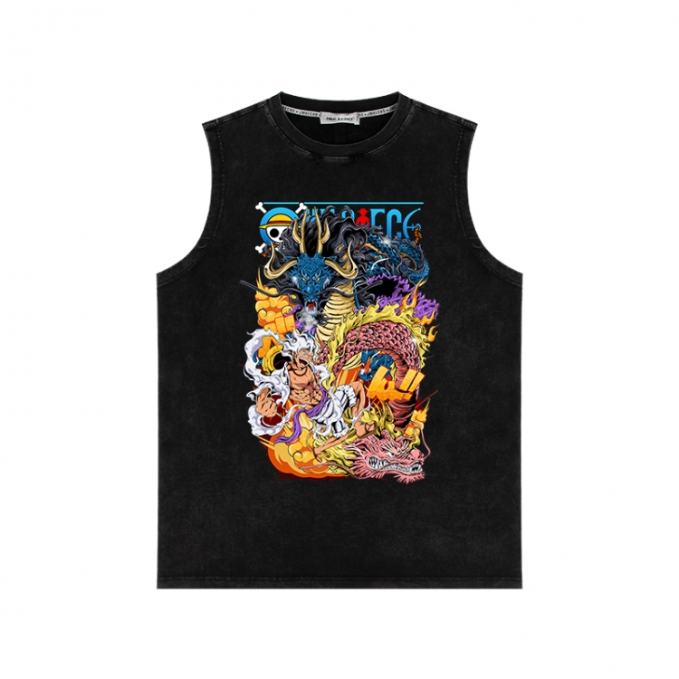 One Piece Anime peripheral washed vest direct spray process 290g from S to 2XL