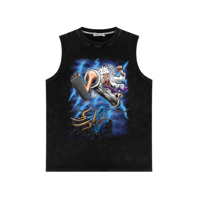 One Piece Anime peripheral washed vest direct spray process 290g from S to 2XL