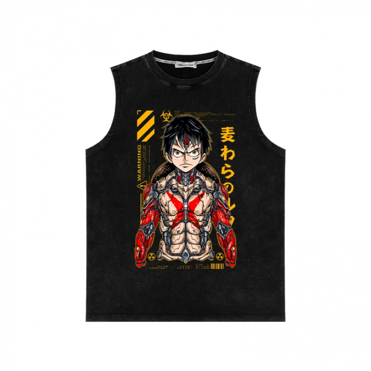 One Piece Anime peripheral washed vest direct spray process 290g from S to 2XL