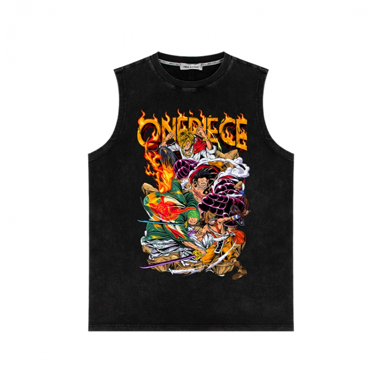 One Piece Anime peripheral washed vest direct spray process 290g from S to 2XL