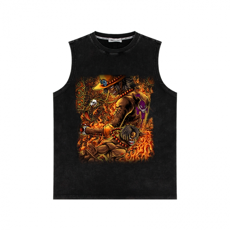 One Piece Anime peripheral washed vest direct spray process 290g from S to 2XL