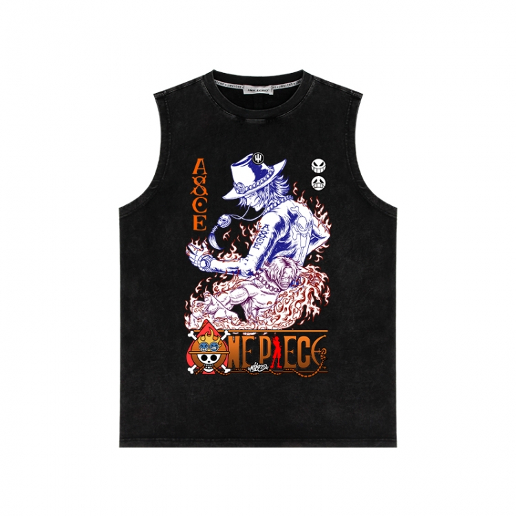 One Piece Anime peripheral washed vest direct spray process 290g from S to 2XL