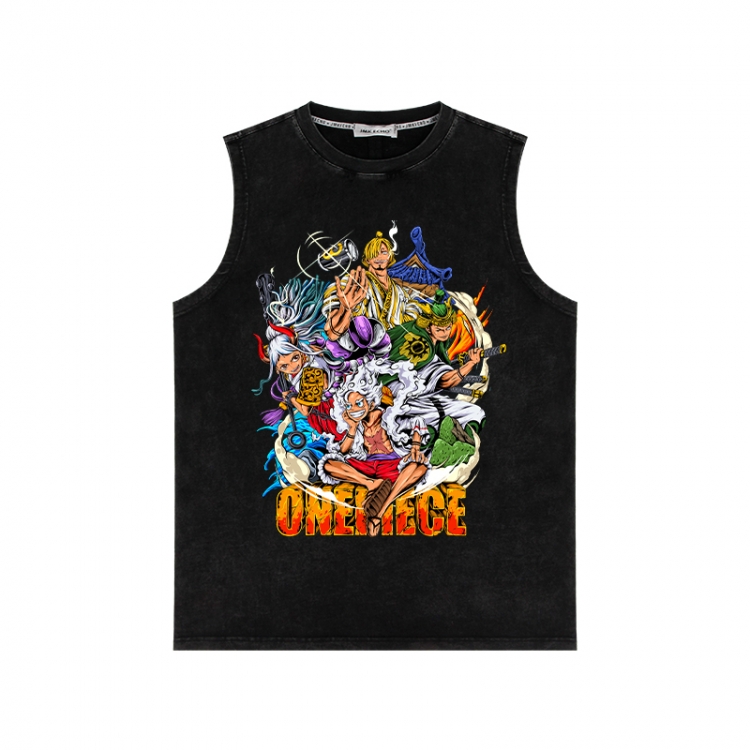 One Piece Anime peripheral washed vest direct spray process 290g from S to 2XL