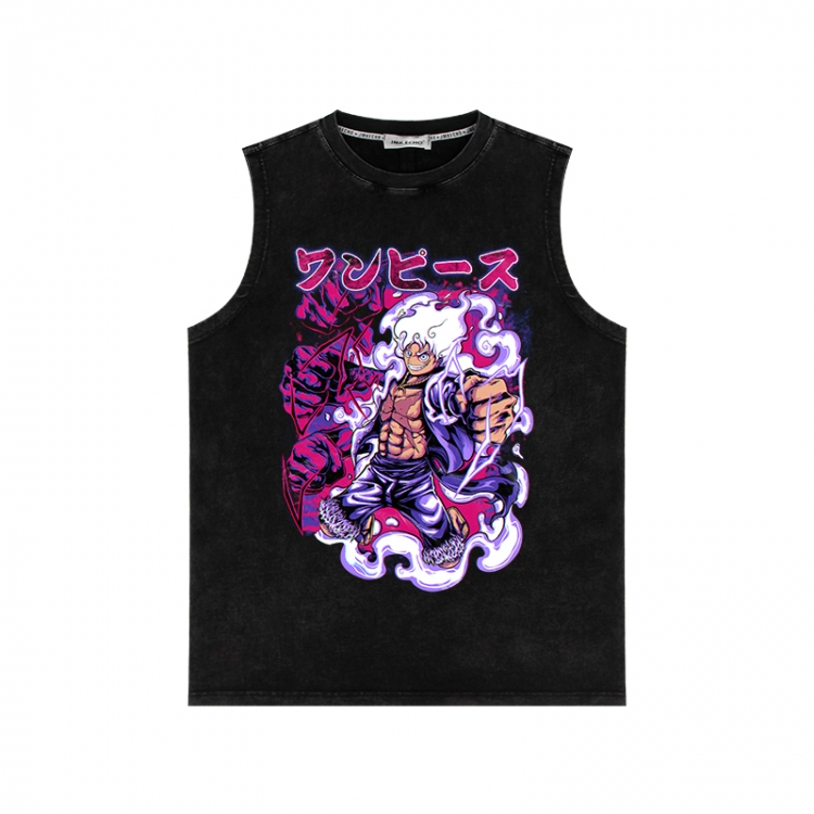 One Piece Anime peripheral washed vest direct spray process 290g from S to 2XL