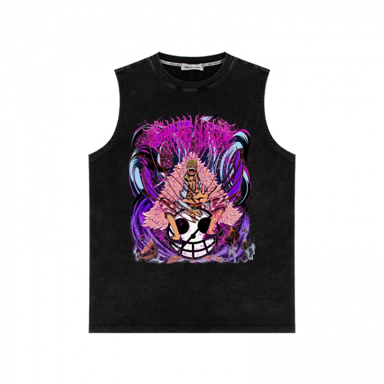 One Piece Anime peripheral washed vest direct spray process 290g from S to 2XL