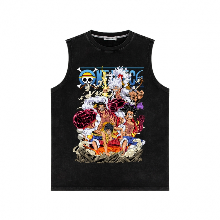 One Piece Anime peripheral washed vest direct spray process 290g from S to 2XL