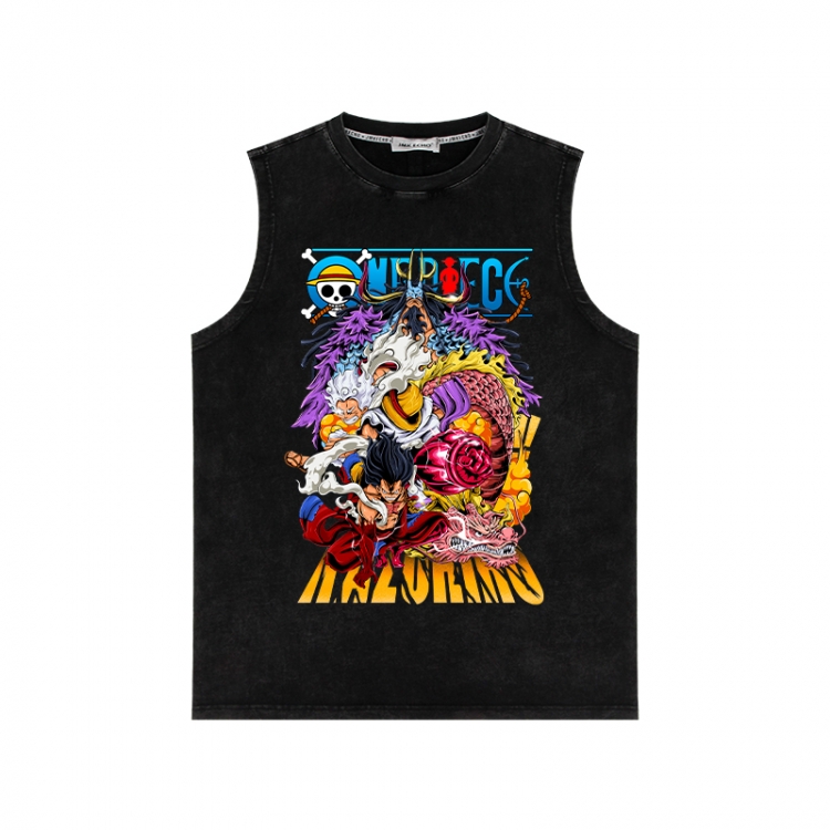 One Piece Anime peripheral washed vest direct spray process 290g from S to 2XL