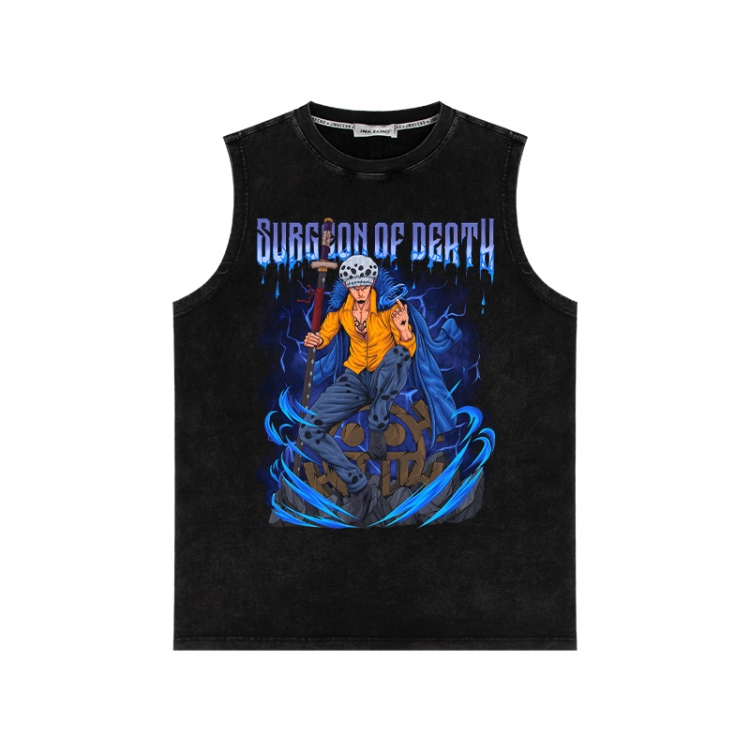 One Piece Anime peripheral washed vest direct spray process 290g from S to 2XL