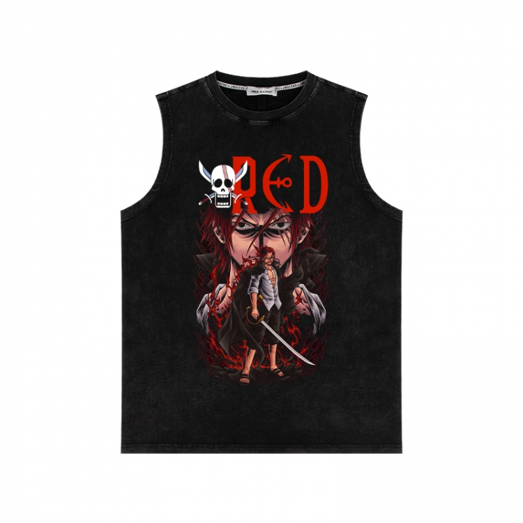 One Piece Anime peripheral washed vest direct spray process 290g from S to 2XL