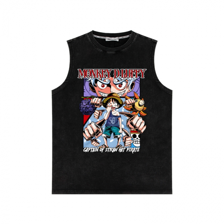 One Piece Anime peripheral washed vest direct spray process 290g from S to 2XL