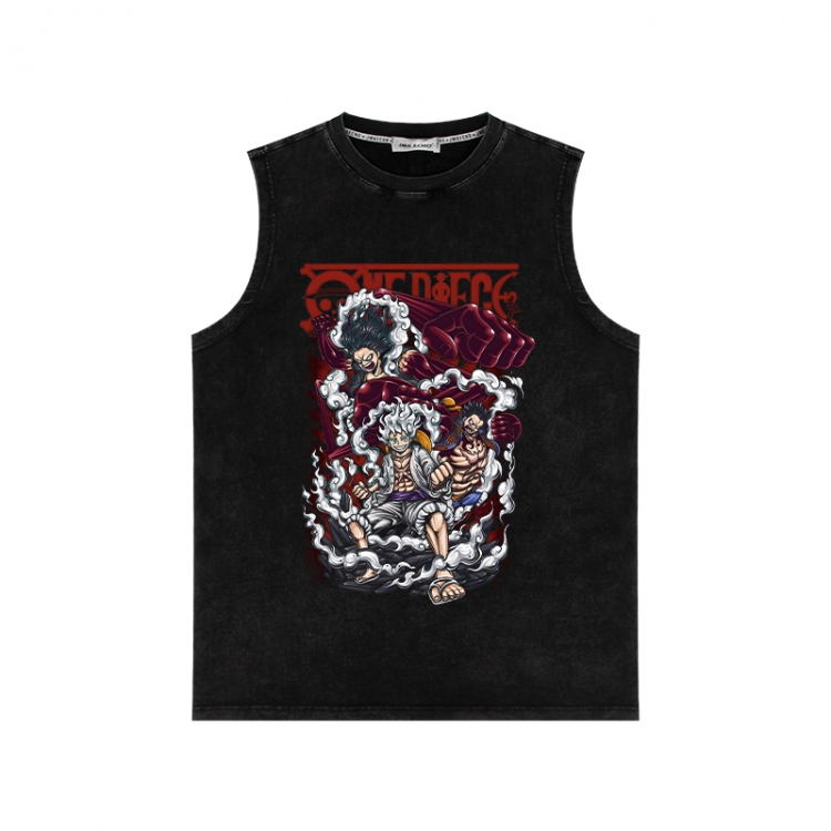 One Piece Anime peripheral washed vest direct spray process 290g from S to 2XL