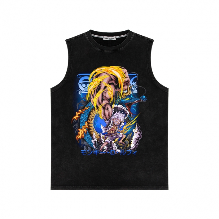 One Piece Anime peripheral washed vest direct spray process 290g from S to 2XL