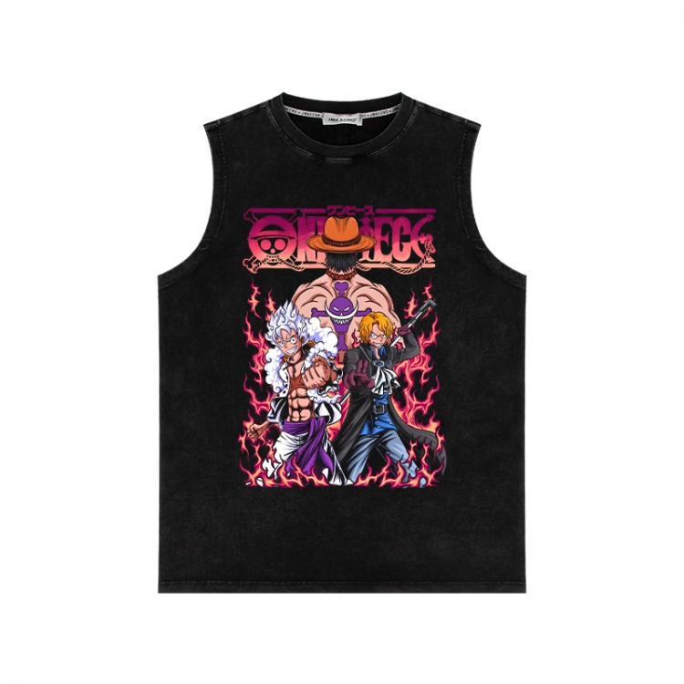 One Piece Anime peripheral washed vest direct spray process 290g from S to 2XL