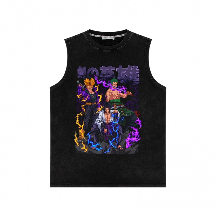 One Piece Anime peripheral washed vest direct spray process 290g from S to 2XL