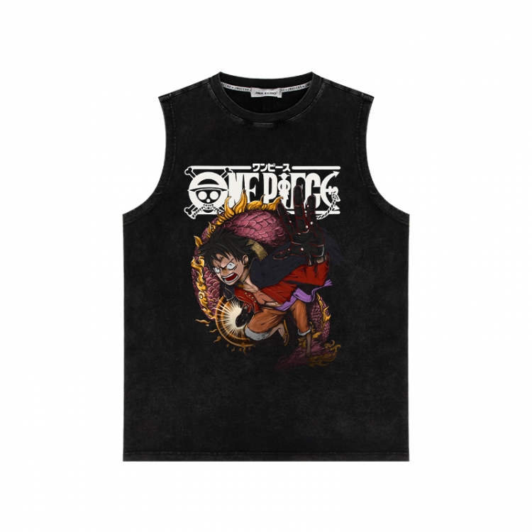 One Piece Anime peripheral washed vest direct spray process 290g from S to 2XL