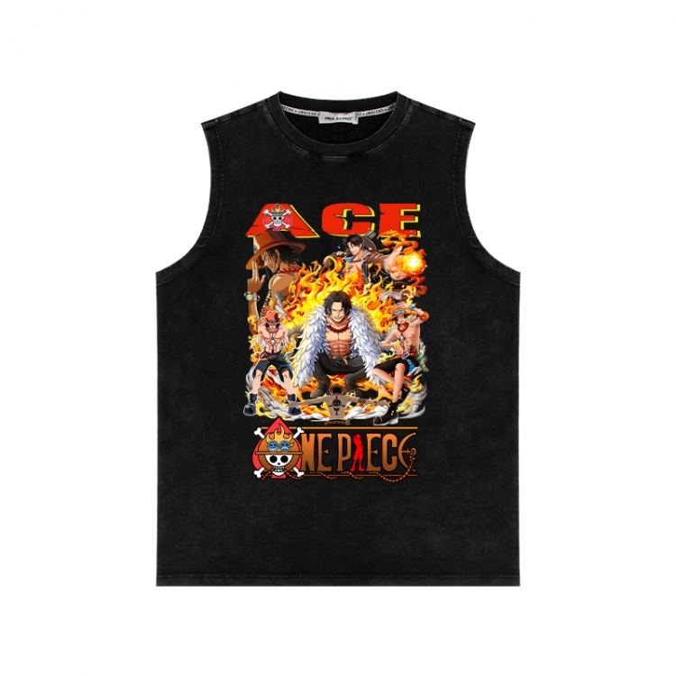 One Piece Anime peripheral washed vest direct spray process 290g from S to 2XL