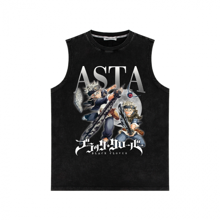 Black Clover Anime peripheral washed vest direct spray process 290g from S to 2XL