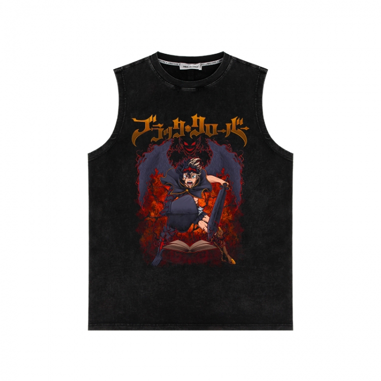 Black Clover Anime peripheral washed vest direct spray process 290g from S to 2XL