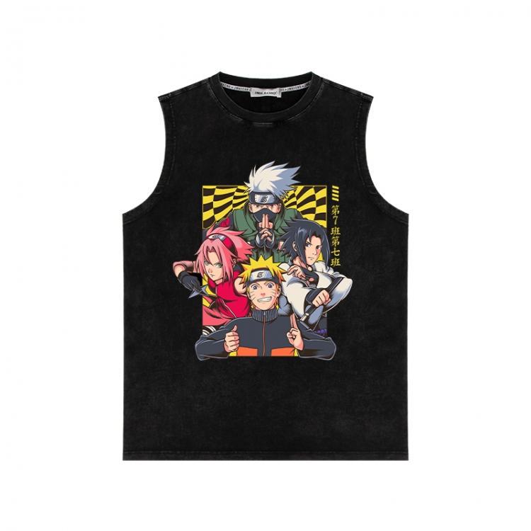 Naruto Anime peripheral washed vest direct spray process 290g from S to 2XL